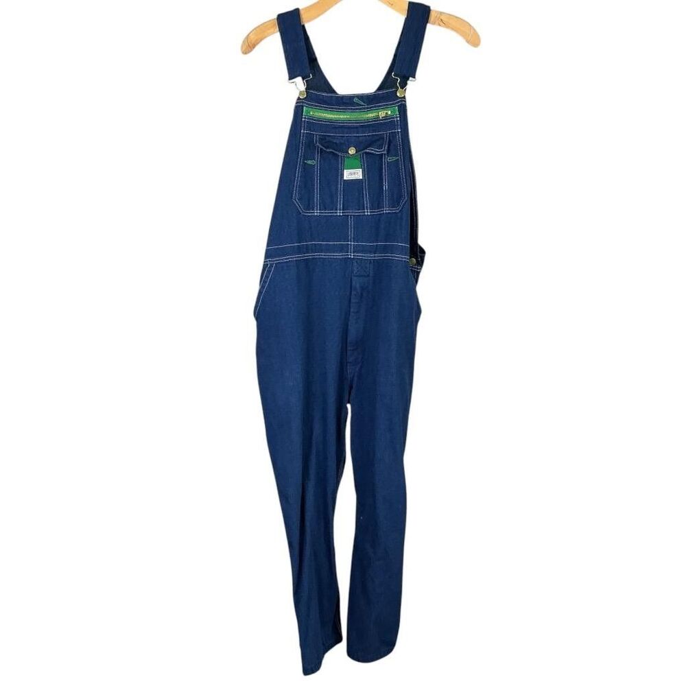 Liberty Farmer Carpenter Bib Overalls Men 44 X 28 Blue Cotton Workwear HEMMED
